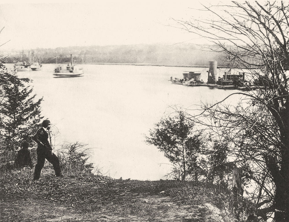 AMERICAN US CIVIL WAR. 1860-65;monitors on the James river 1935 old print